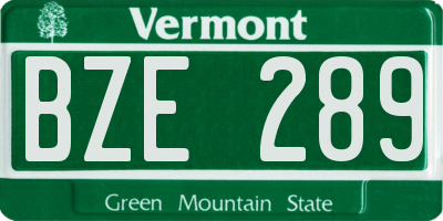 VT license plate BZE289