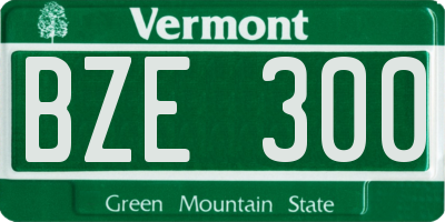 VT license plate BZE300