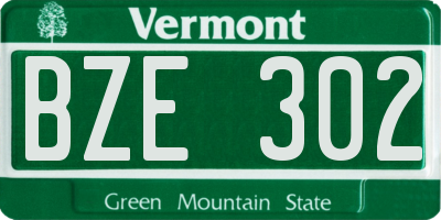 VT license plate BZE302