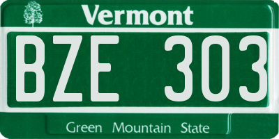 VT license plate BZE303