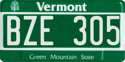 VT license plate BZE305
