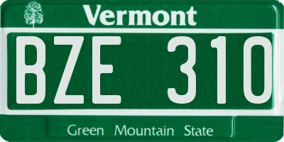 VT license plate BZE310
