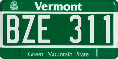 VT license plate BZE311