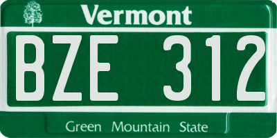VT license plate BZE312