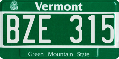 VT license plate BZE315