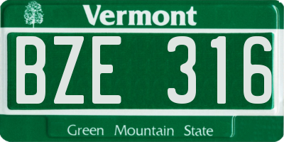 VT license plate BZE316