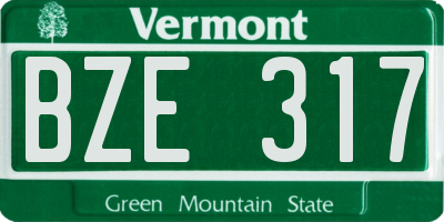 VT license plate BZE317