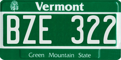 VT license plate BZE322
