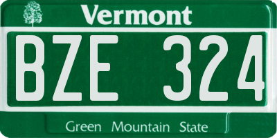 VT license plate BZE324