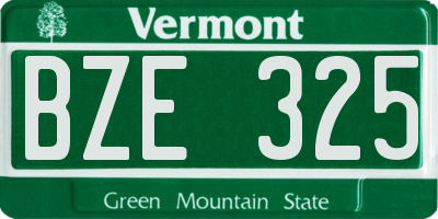 VT license plate BZE325
