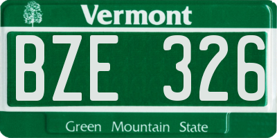 VT license plate BZE326