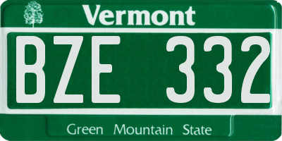 VT license plate BZE332