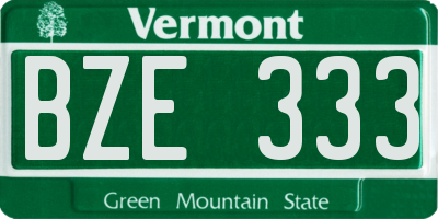 VT license plate BZE333