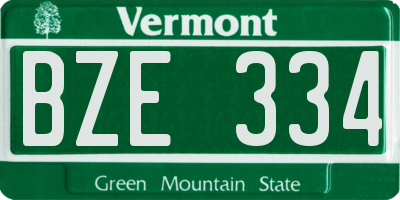 VT license plate BZE334