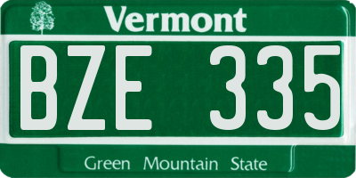 VT license plate BZE335