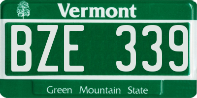 VT license plate BZE339