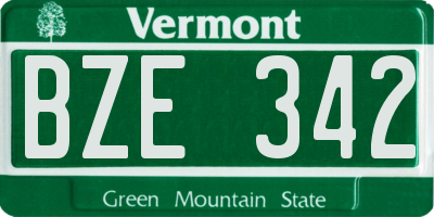 VT license plate BZE342