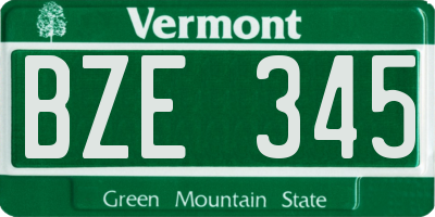 VT license plate BZE345