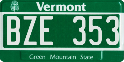 VT license plate BZE353