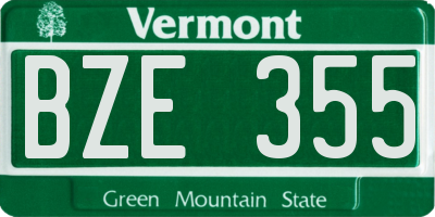 VT license plate BZE355