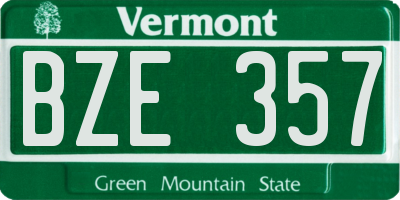 VT license plate BZE357