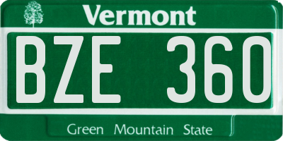 VT license plate BZE360