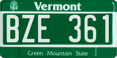 VT license plate BZE361