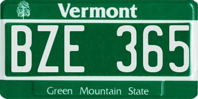VT license plate BZE365