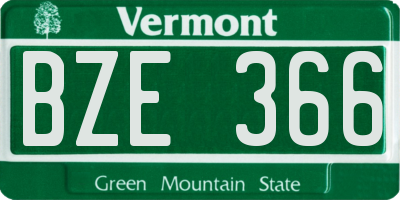 VT license plate BZE366