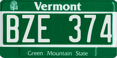 VT license plate BZE374