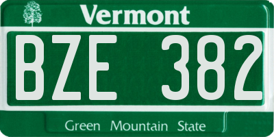 VT license plate BZE382
