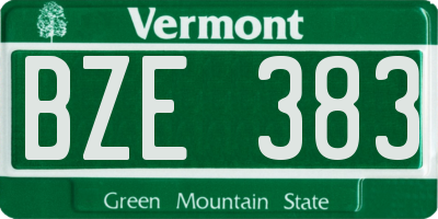 VT license plate BZE383