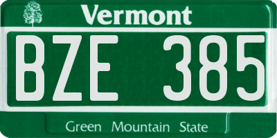 VT license plate BZE385