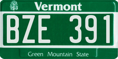 VT license plate BZE391