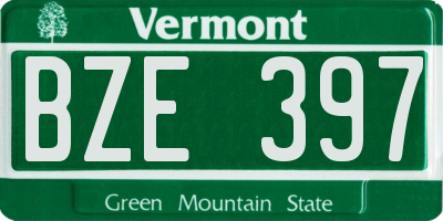 VT license plate BZE397