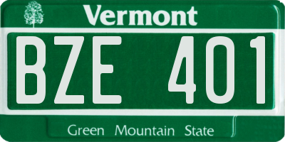 VT license plate BZE401