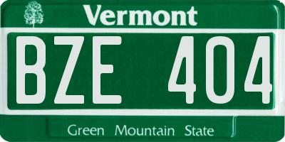 VT license plate BZE404