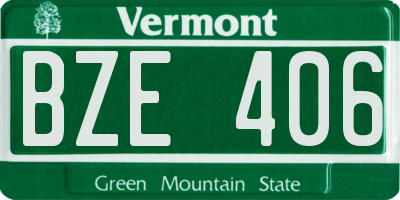 VT license plate BZE406