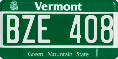 VT license plate BZE408