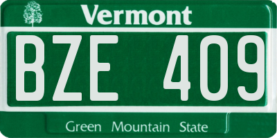 VT license plate BZE409