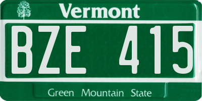 VT license plate BZE415