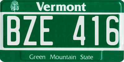 VT license plate BZE416
