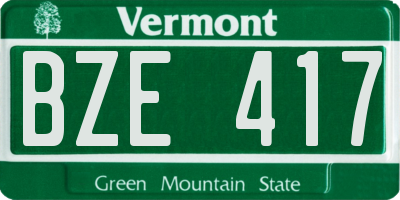 VT license plate BZE417