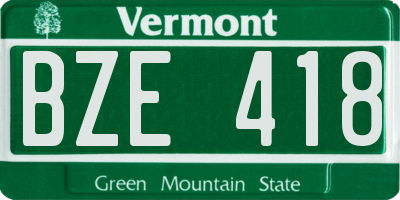 VT license plate BZE418