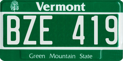 VT license plate BZE419
