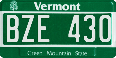 VT license plate BZE430