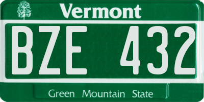 VT license plate BZE432