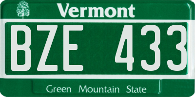 VT license plate BZE433