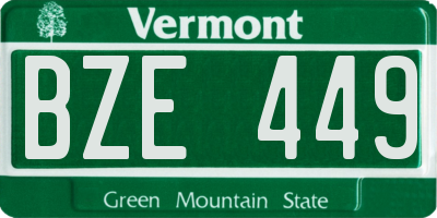 VT license plate BZE449