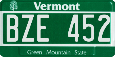VT license plate BZE452